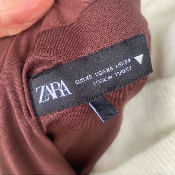 Zara Long Sleeve Mock Neck draped Bodycon Dress XS - Picture 4 of 13